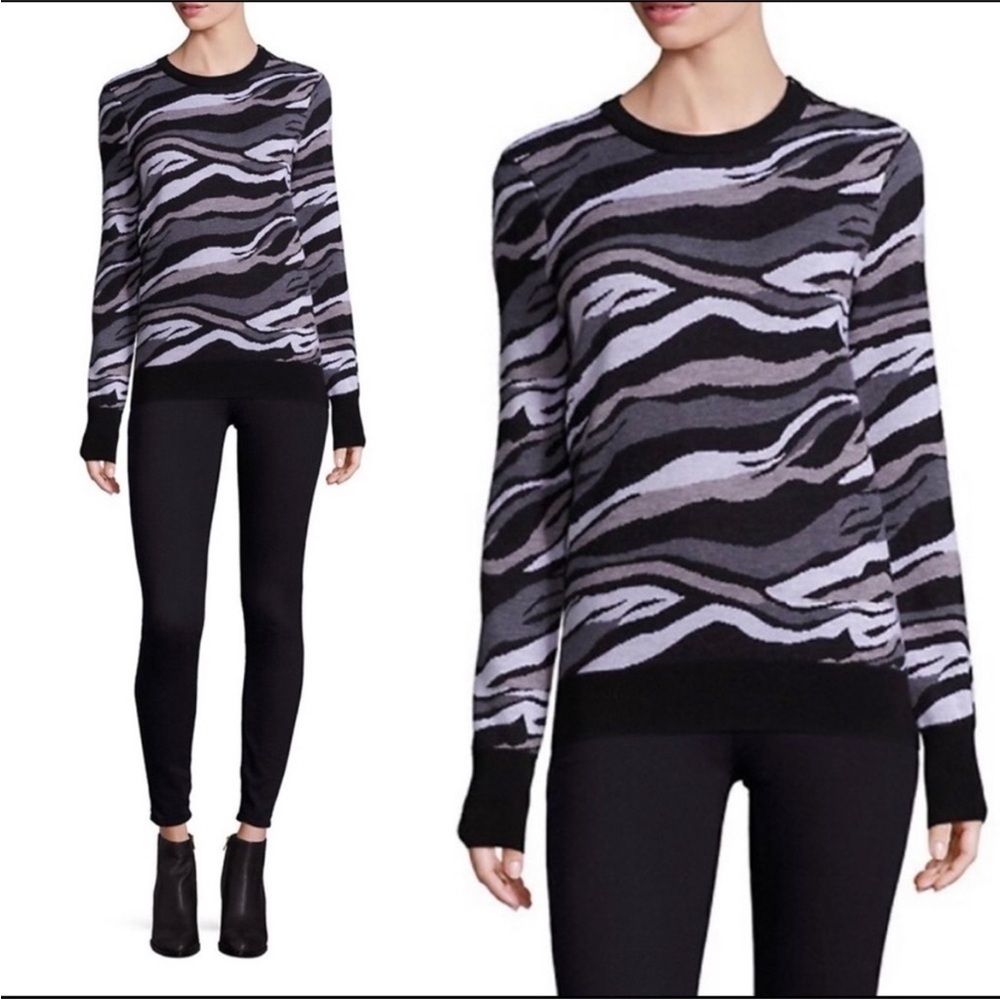 Equipment Ondine Crew Neck 100% Wool Pullover zipper shoulder Sweater Nwot